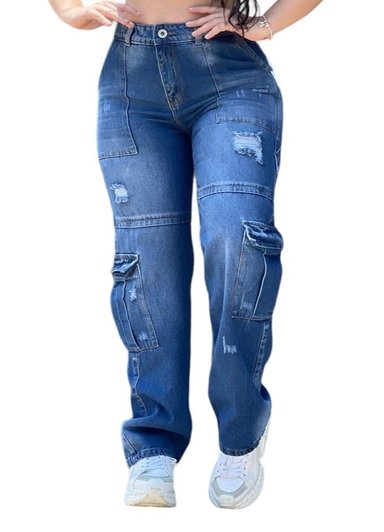 JEANS MUJER CINTURA SOÑADA AZUL MARINO MON CARGO COLOMBIANO - 1