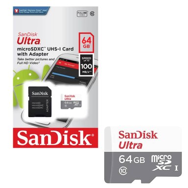 TARJETA DE MEMORIA ULTRA MICROSDXC 64GB SANDISK + ADAPTADOR - 1
