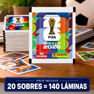 PACK DE 20 SOBRES DE LAMINAS PANINI MUNDIAL 2026 140 LAMINAS - 1