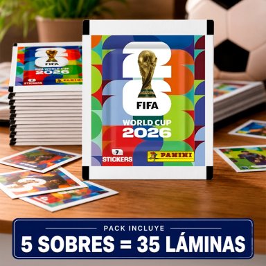 PACK DE 5 SOBRES DE LAMINAS PANINI MUNDIAL 2026 35 LAMINAS - 1