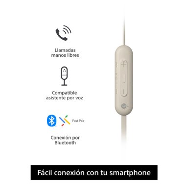 AUDÍFONOS SONY WI-C100C INTERNOS BLUETOOTH CREMA - 4