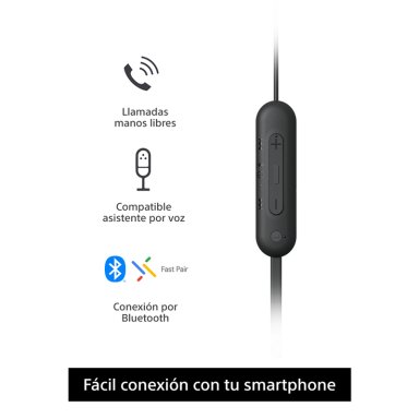 AUDÍFONOS SONY WI-C100B INTERNOS BLUETOOTH NEGRO - 3
