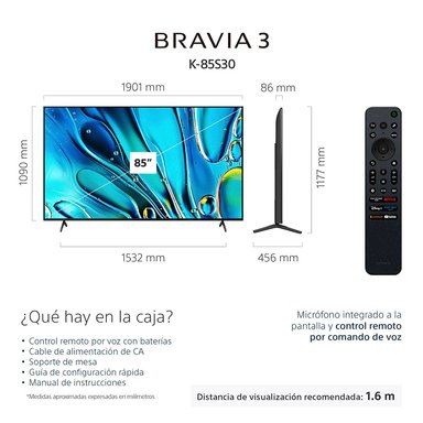 LED SMART TV BRAVIA 3 4K HDR K-85S30 - 3