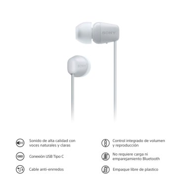 AUDIFONOS INTERNOS USB-C CON CABLE BLANCO IER-EX15C SONY - 6