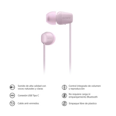 AUDIFONOS INTERNOS USB-C CON CABLE ROSADO IER-EX15C SONY - 7