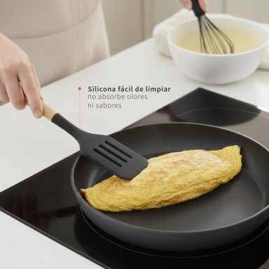 SET 12 UTENSILIOS DE COCINA SILICONA NEGRO SIMPLIT - 4