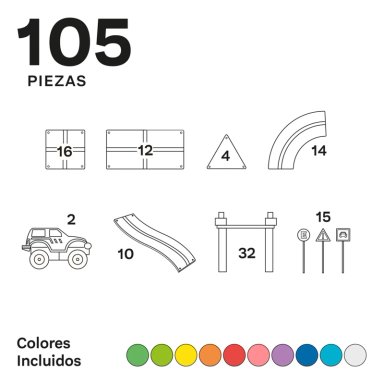 JUGUETE IMANIX ROJO PISTA DE CARRERAS 105 PIEZAS MAGNÉTICAS - 5