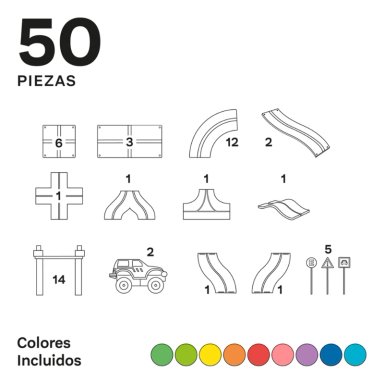 JUGUETE IMANIX MULTICOLOR PISTA DE CARRERAS 50 PIEZAS MAGNÉTICAS - 6