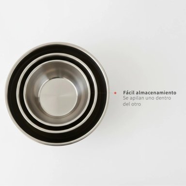 SET 3 BOWLS CON TAPA ACERO INOXIDABLE ANTIDESLIZANTE SIMPLIT - 5