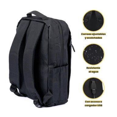 MOCHILA PARA NOTEBOOK CON PUERTO USB 15' NEGRO LEVO - 3