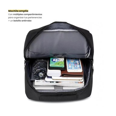 MOCHILA PARA NOTEBOOK CON PUERTO USB 15' NEGRO LEVO - 6