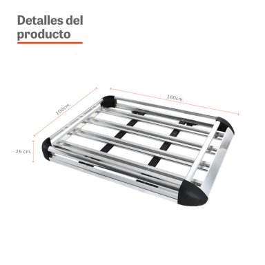 PARRILLA PARA AUTO XROAD ALUMINIO PORTAEQUIPAJE UNIVERSAL - 4