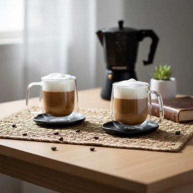 SET 4 TAZAS MUG DE VIDRIO DOBLE PARED 300 ML SIMPLIT - 3