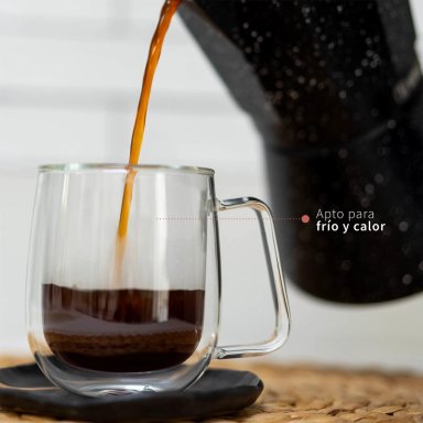 SET 4 TAZAS MUG DE VIDRIO DOBLE PARED 300 ML SIMPLIT - 6