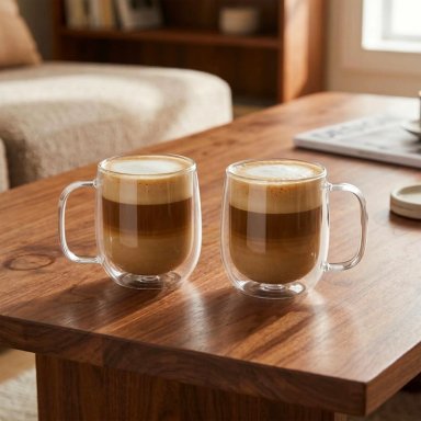 SET 4 TAZAS MUG DE VIDRIO DOBLE PARED 300 ML SIMPLIT - 7