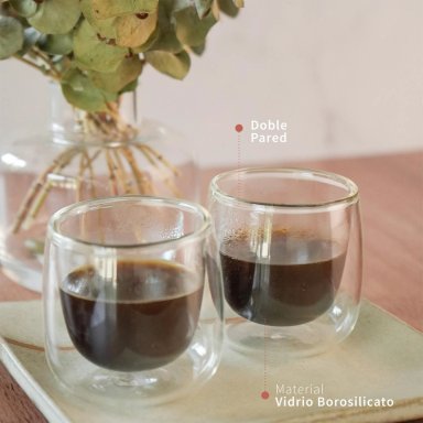 SET 4 TAZAS VIDRIO DOBLE PARED ESPRESSO 80 ML SIMPLIT - 8