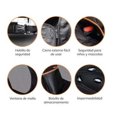 FUNDA CUBRE ASIENTO DE AUTO IMPERMEABLE MASCOTAS NEGRA XROAD - 4