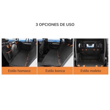 FUNDA CUBRE ASIENTO DE AUTO IMPERMEABLE MASCOTAS NEGRA XROAD - 5