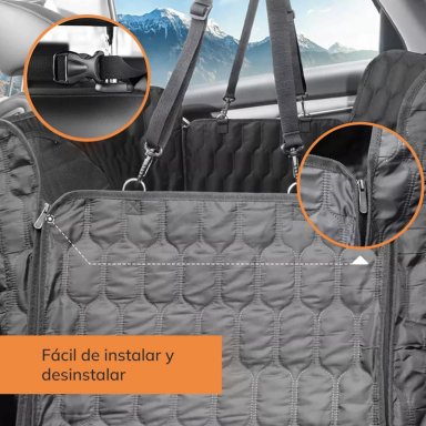 FUNDA CUBRE ASIENTO DE AUTO IMPERMEABLE MASCOTAS NEGRA XROAD - 7