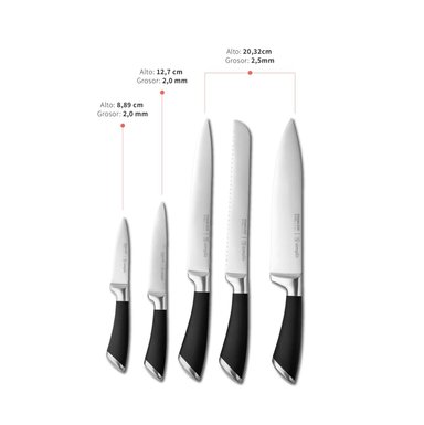 SET CUCHILLOS KÜCHE 5 PCS ACERO INOXIDABLE + BASE SIMPLIT - 3