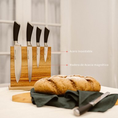 SET CUCHILLOS KÜCHE 5 PCS ACERO INOXIDABLE + BASE SIMPLIT - 5