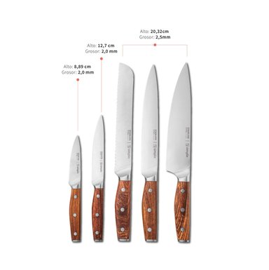 SET CUCHILLOS HOLZ 5 PCS ACERO INOXIDABLE + TACO SIMPLIT - 3