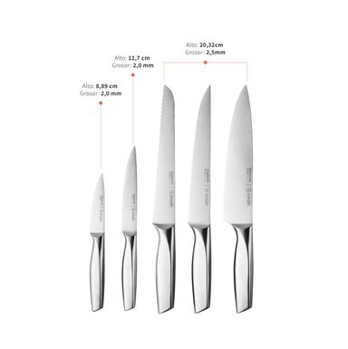 SET CUCHILLOS STAHL 5 PCS ACERO INOXIDABLE + TACO SIMPLIT - 2