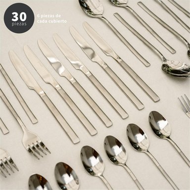 SET DE CUCHILLERIA 30 PCS CUBIERTOS ACERO INOXIDABLE PUGLIA - 6