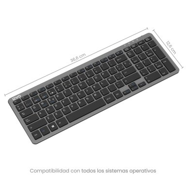 TECLADO INALAMBRICO CYGNA SLIM GRAFITO LEVO - 4