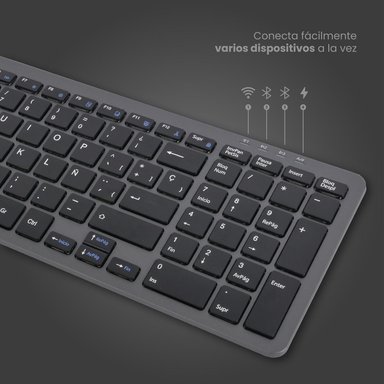 TECLADO INALAMBRICO CYGNA SLIM GRAFITO LEVO - 5