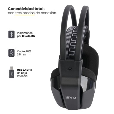 AUDIFONO GAMER INALAMBRICO ZENIT ELITE BLUETOOTH RGB LEVO - 4