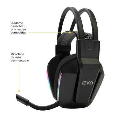 AUDIFONO GAMER INALAMBRICO ZENIT ELITE BLUETOOTH RGB LEVO - 7
