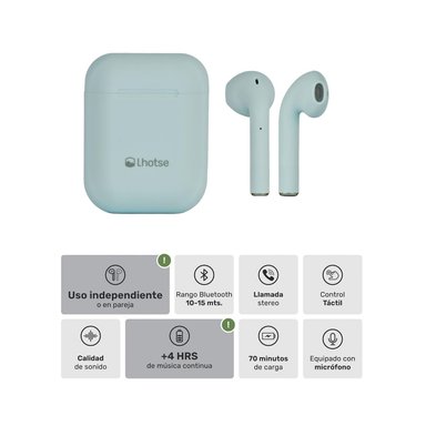 AUDIFONOS LHOTSE BLUETOOTH INALAMBRICO RM12 CELESTE - 3