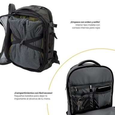 MOCHILA VIAJE IMPERMEABLE NOTEBOOK 30L AEROSUITE NEGRO LEVO - 3