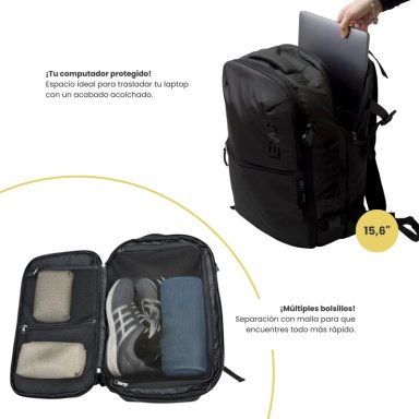 MOCHILA VIAJE IMPERMEABLE NOTEBOOK 30L AEROSUITE NEGRO LEVO - 4