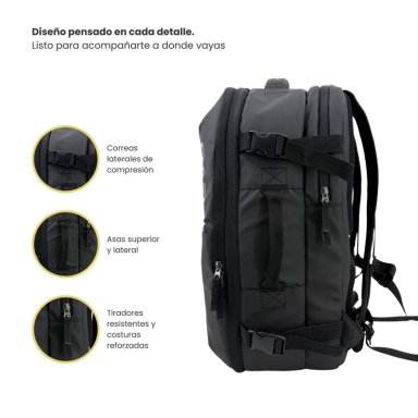 MOCHILA VIAJE IMPERMEABLE NOTEBOOK 30L AEROSUITE NEGRO LEVO - 5