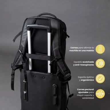 MOCHILA VIAJE IMPERMEABLE NOTEBOOK 30L AEROSUITE NEGRO LEVO - 6