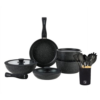 BATERÍA DE COCINA OXFORD + SET 12 UTENSILIOS NEGRO SIMPLIT - 1