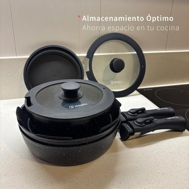 BATERÍA DE COCINA OXFORD + SET 12 UTENSILIOS NEGRO SIMPLIT - 2