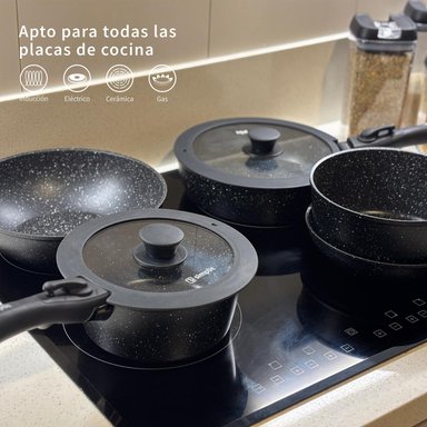 BATERÍA DE COCINA OXFORD + SET 12 UTENSILIOS NEGRO SIMPLIT - 4