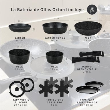 BATERÍA DE COCINA OXFORD + SET 12 UTENSILIOS NEGRO SIMPLIT - 5