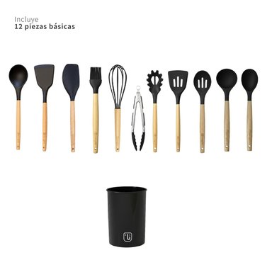 BATERÍA DE COCINA OXFORD + SET 12 UTENSILIOS NEGRO SIMPLIT - 7
