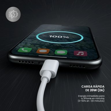CABLE DE CARGA USB-C A LIGHTNING 1 MT BLANCO LEVO - 3