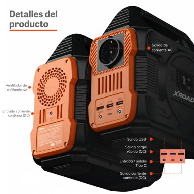 GENERADOR PORTATIL 300W BATERIA 248WH CAMPING 220V XROAD - 4