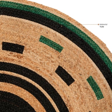 ALFOMBRA DE YUTE REDONDA BORDE NEGRO VERDE 118 CM ATMOSPHERA - 3