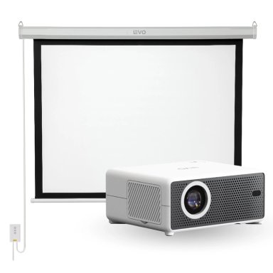 PROYECTOR PORTATIL HEXA 8000LM + TELON ELECTRICO 60' LEVO - 1