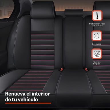 FUNDAS CUBREASIENTOS ECOCUERO NEGRO UNIVERSAL XROAD - 3