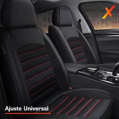 FUNDAS CUBREASIENTOS ECOCUERO NEGRO UNIVERSAL XROAD - 5