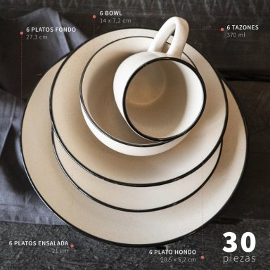 JUEGO DE LOZA 30PCS OPORTO + CUCHILLERIA 24PCS PARIS - 3