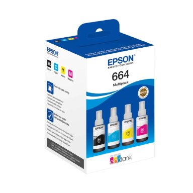 TINTA EPSON 664 PACK 4 COLORES NEGRO CIAN MAGENTA AMARILLO - 1